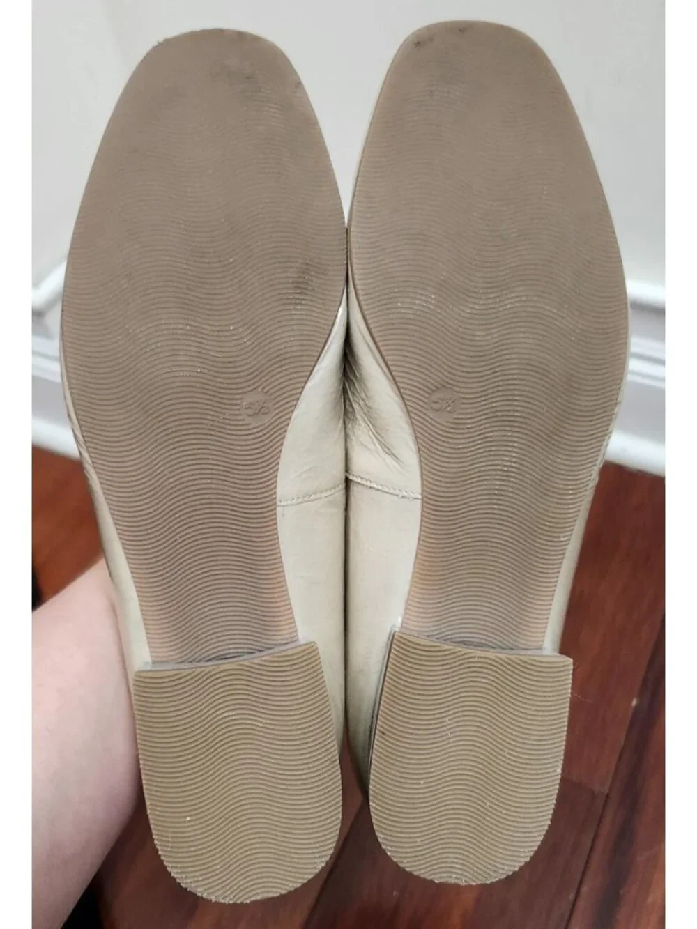 Ara Women’s Beige Leather Ballet Flats Bow Comfort Low Heel Shoes US 8 EU 38.5